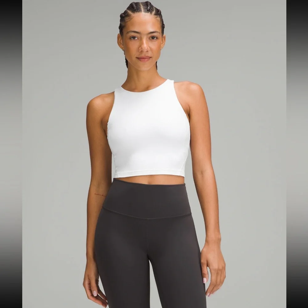 NWOT Lululemon Align High-Neck Tank Top White Nulu Padded Cropped Size 2